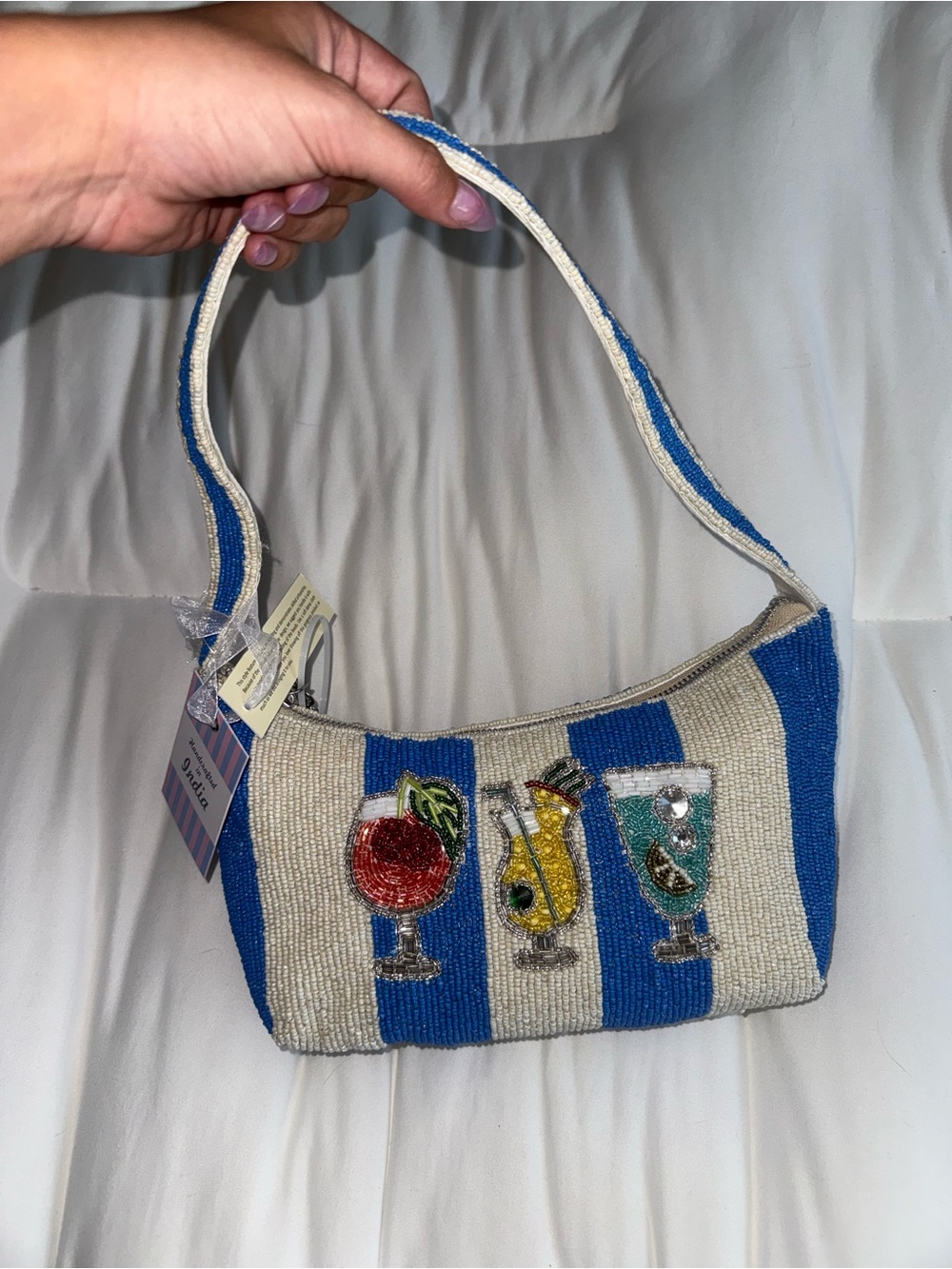 Cocktails Beaded Shoulder Bag Handmade in India New with Tags - Picture 11 of 16
